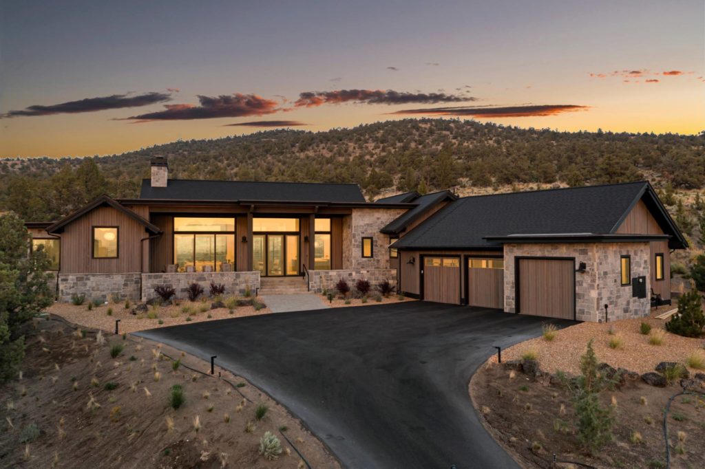 Luxurious custom-built home with contemporary architecture and garden