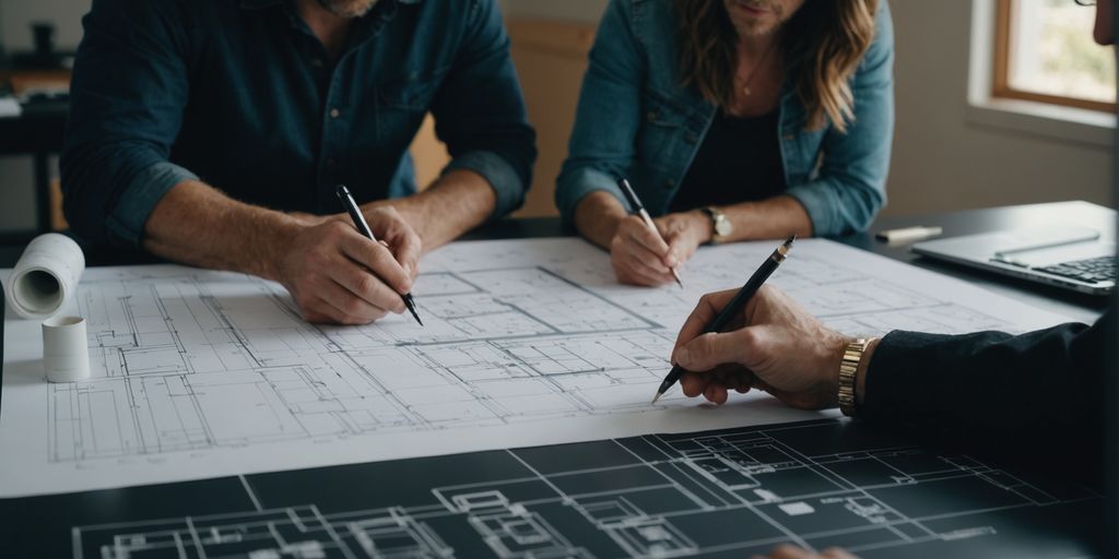 Architects and designers working on custom home plans.